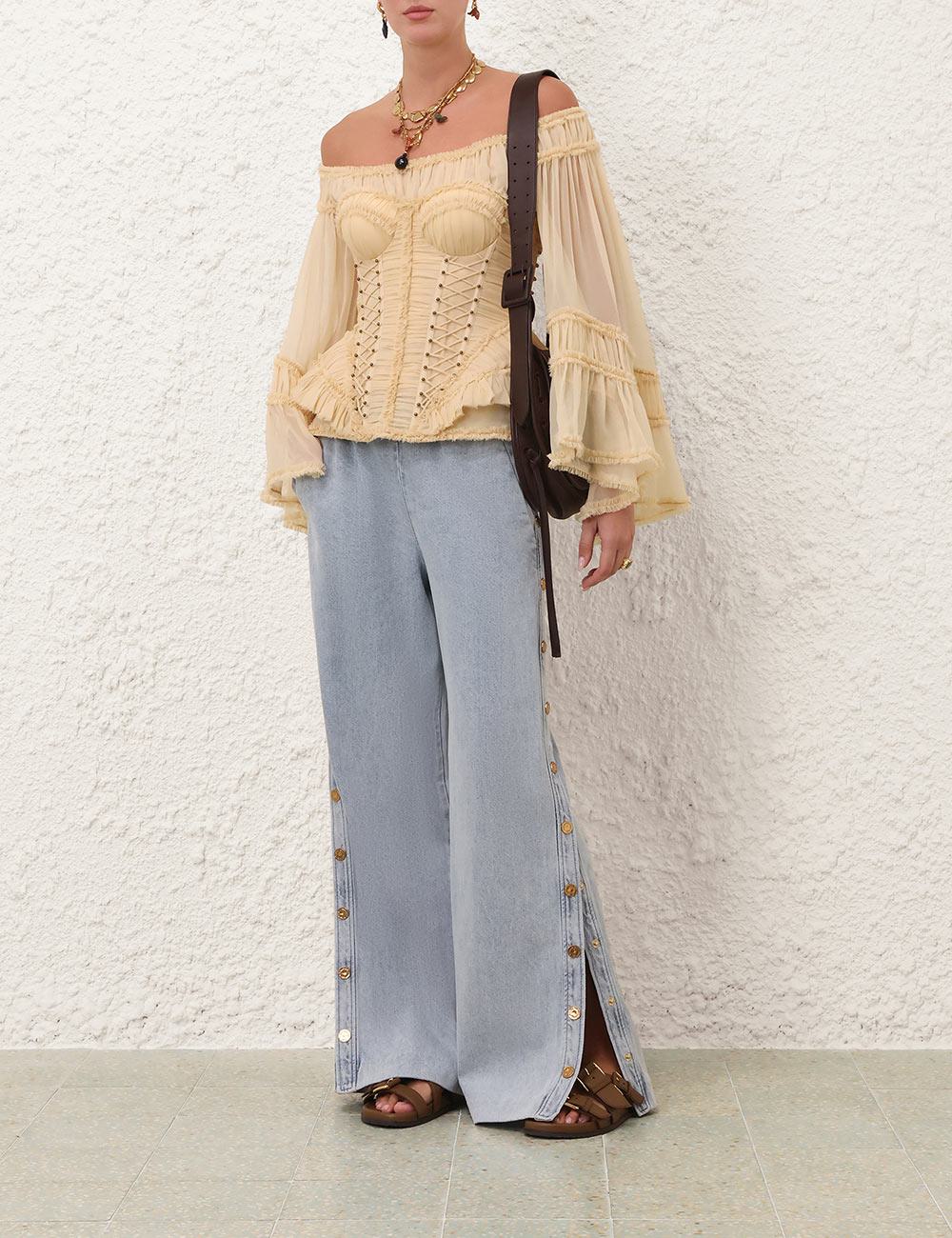 Pantalón de Denim con Botones de Rebelión