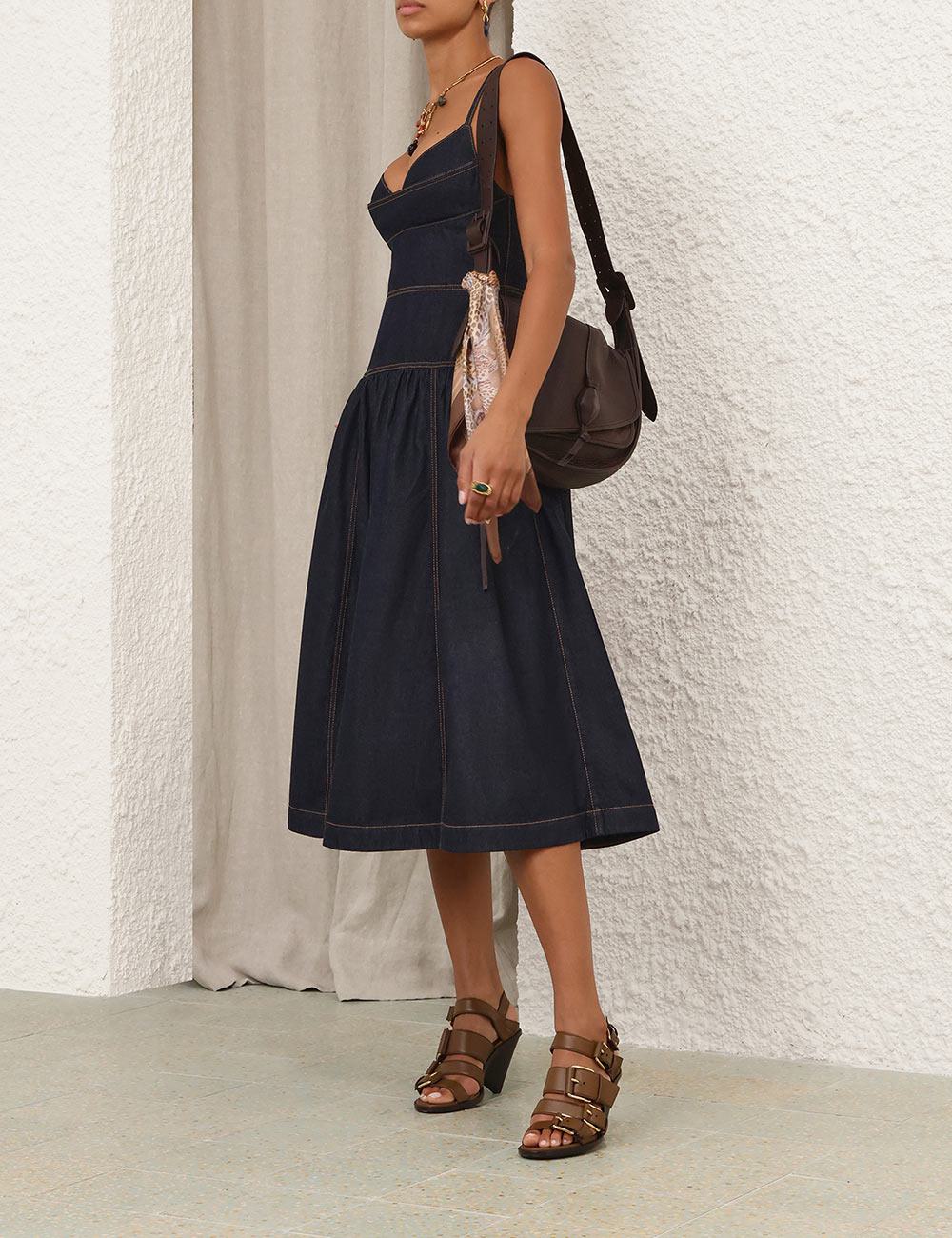 Vestido Midi Sin Mangas de Denim