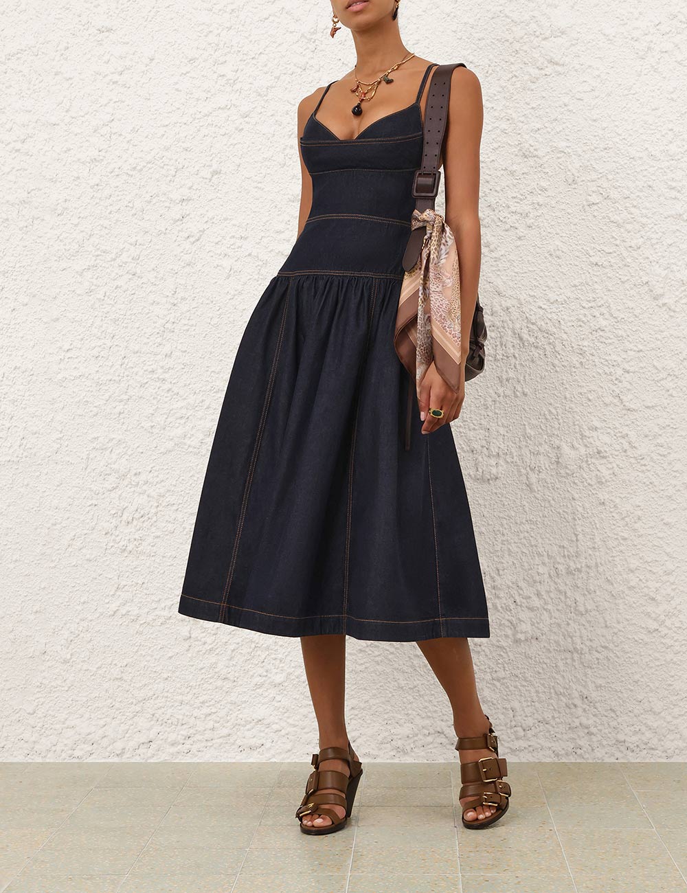 Vestido Midi Sin Mangas de Denim