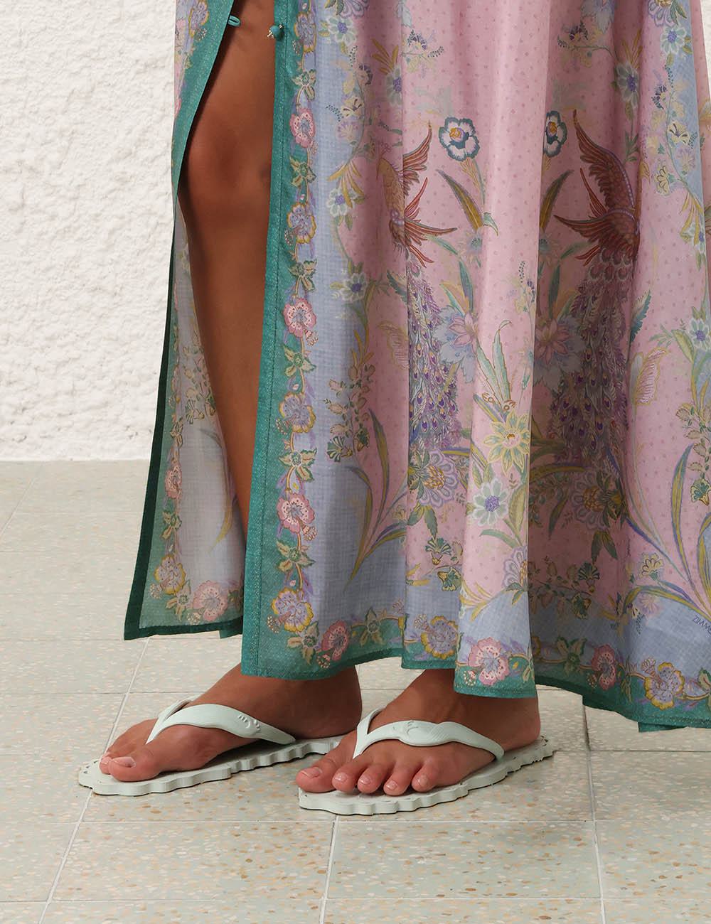 Sandal de tiras de color esmeralda