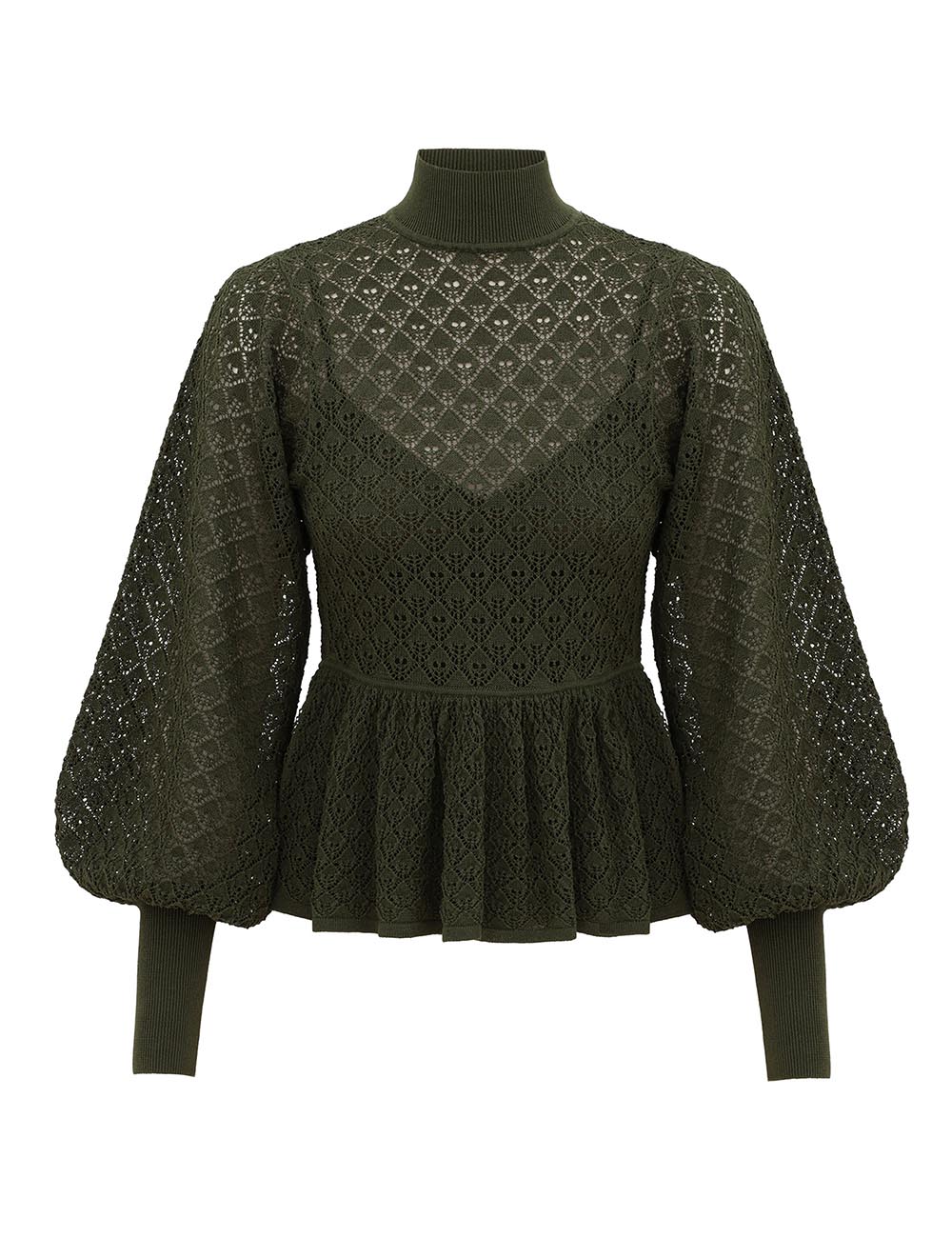 Blusa de punto con volante de encaje Luna
