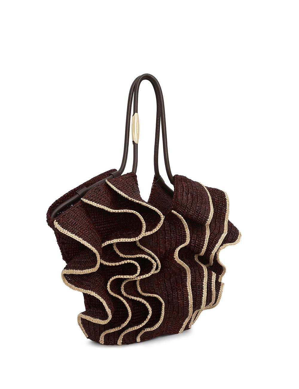 Bolso bandolera con volantes Goldentime Mediano