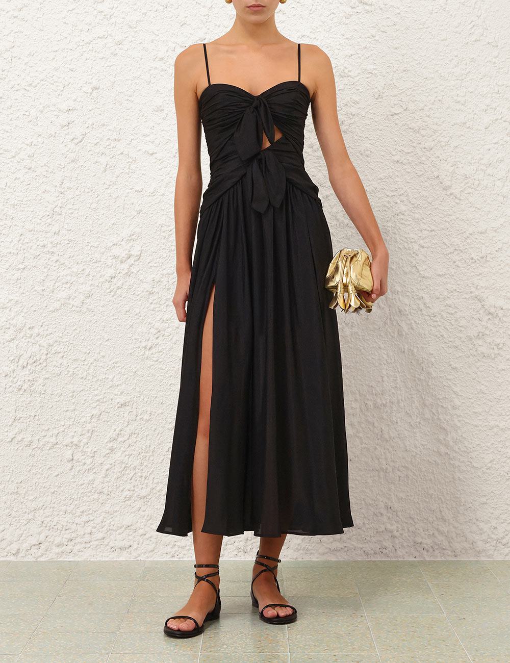 Vestido midi con bufanda Aster