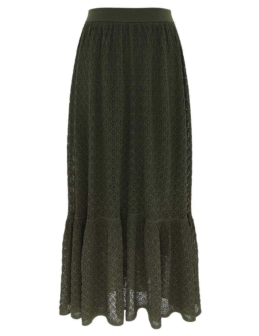 Falda maxi de punto con encaje Luna