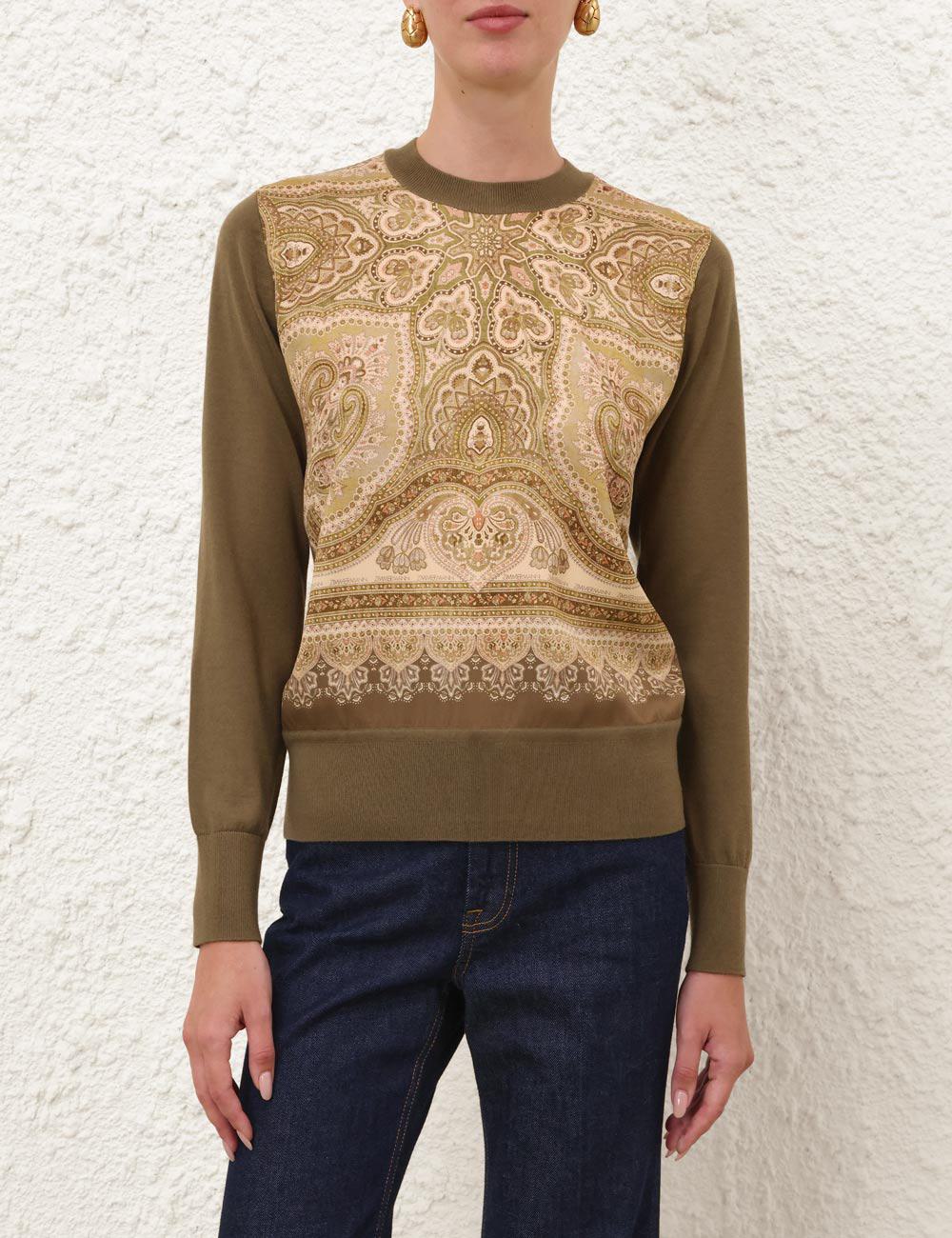 Sweater de seda estampada Luna
