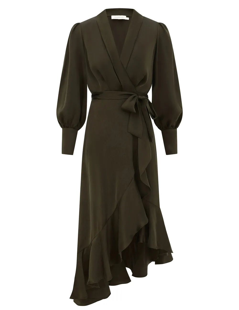 Vestido Midi de Seda con Volante