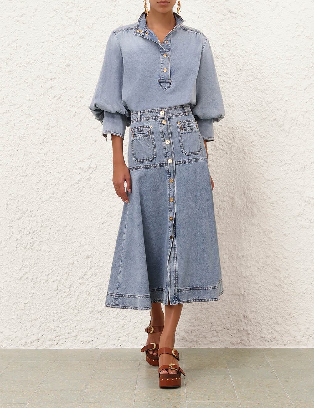 Falda Midi de Denim