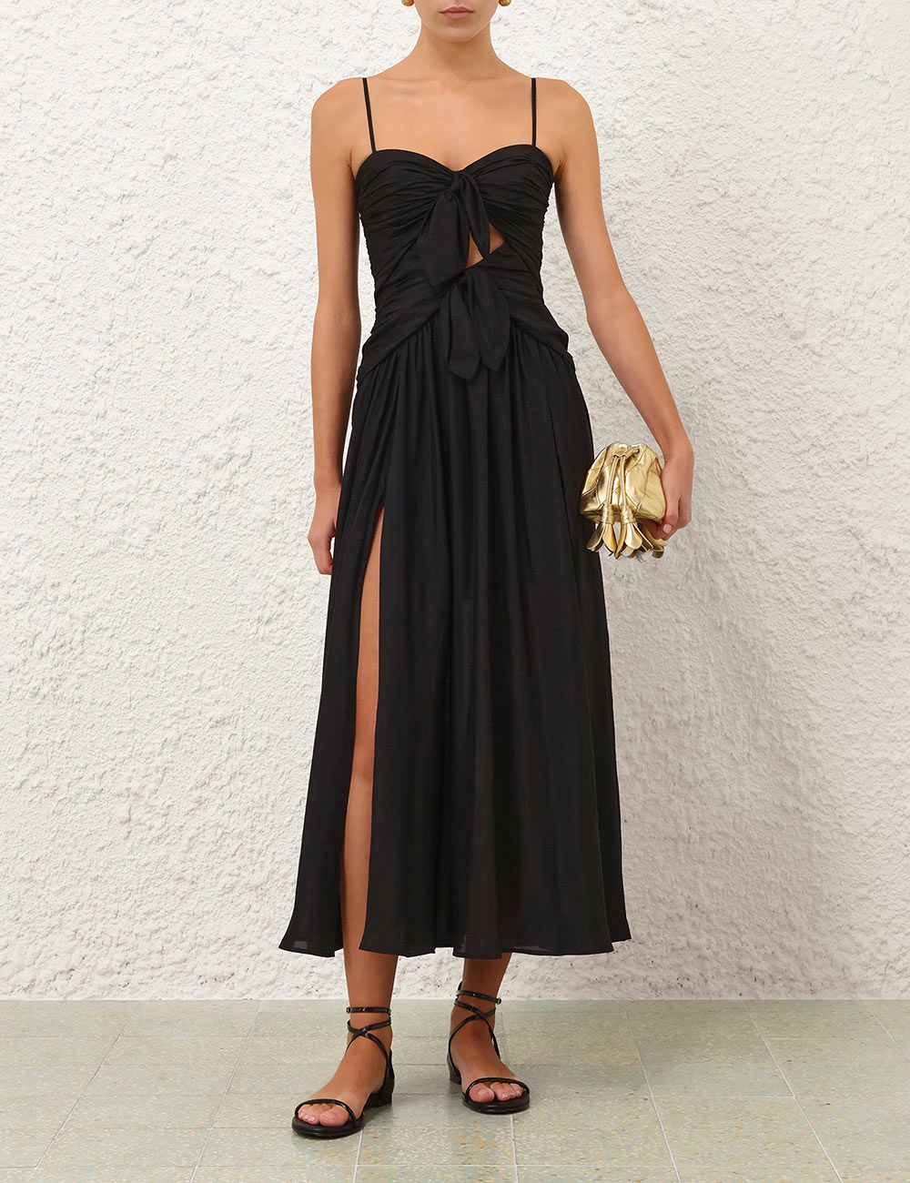 Vestido midi con bufanda Aster