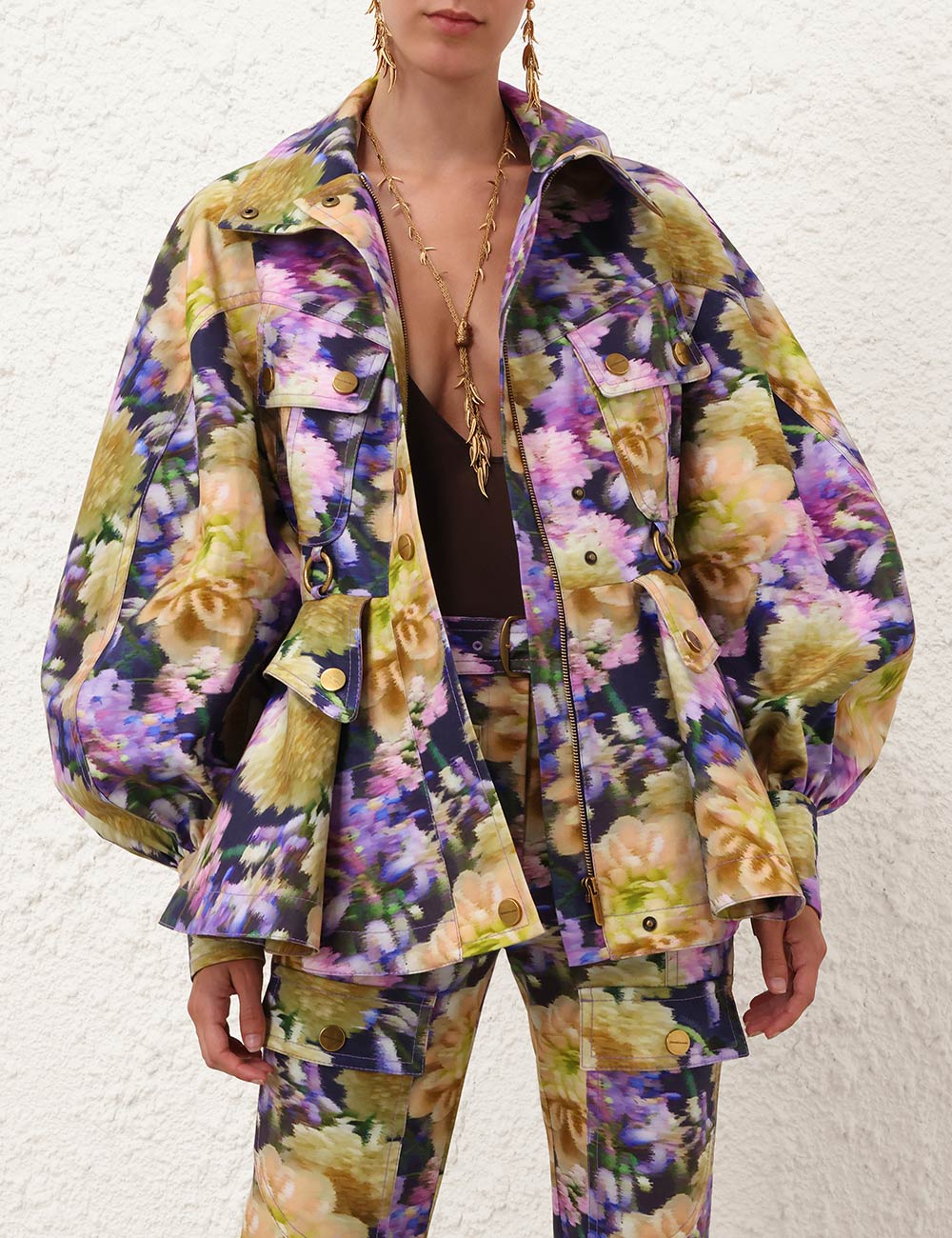 Chaqueta de Tela Estampada Luna