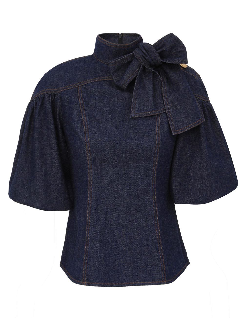 Blusa Ajustada de Denim