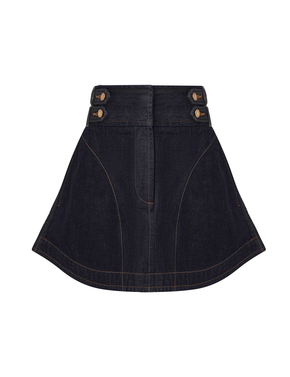 Mini falda de pantalón vaquero con bolsillos