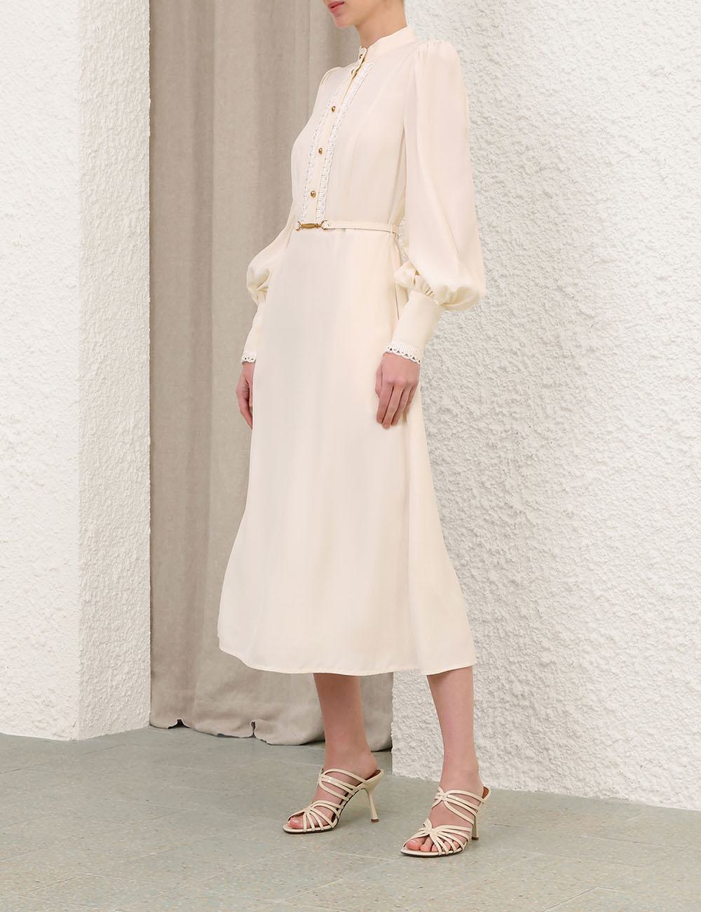 Vestido midi utilitario con corte