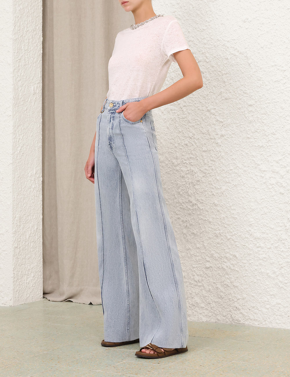 Pantalón de mezclilla de pierna ancha