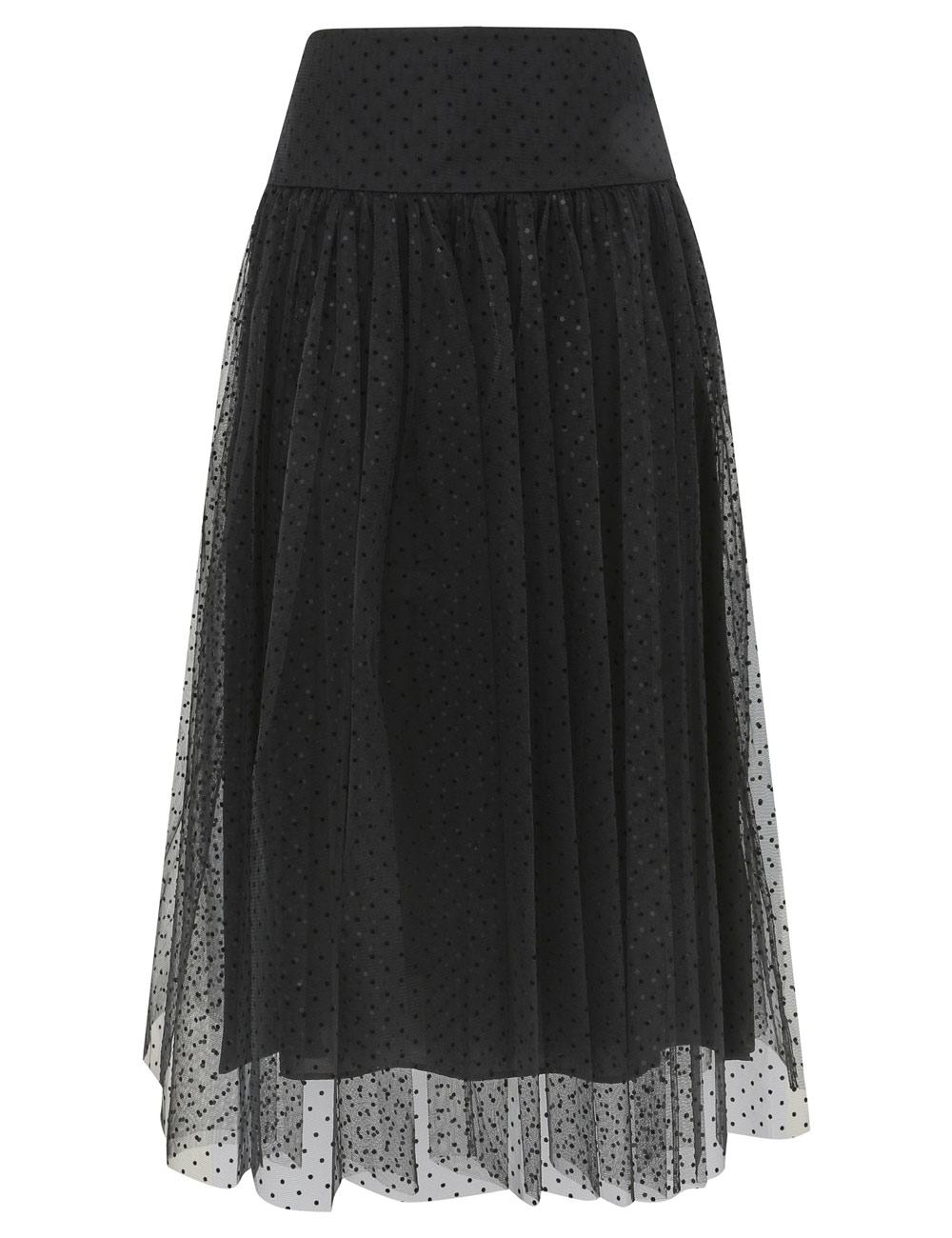Falda Midi de Tul con Puntos