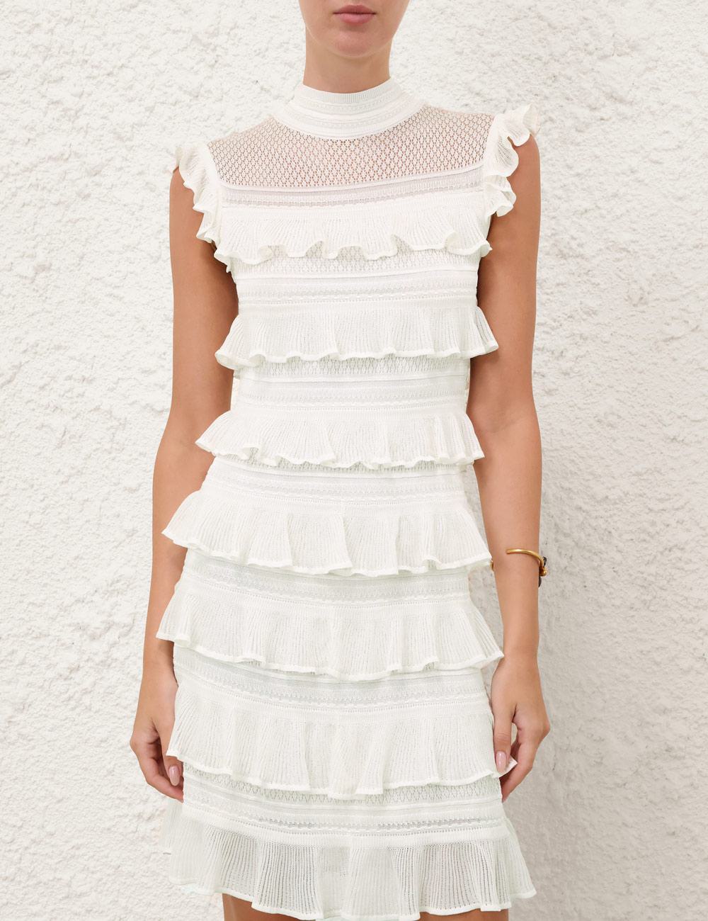 Vestido Mini de Encaje con Volantes Luna