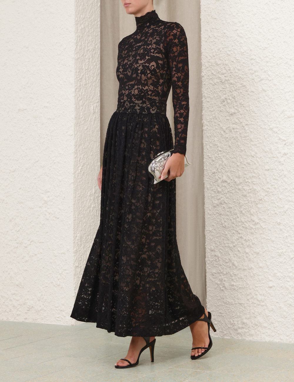 Falda Maxi con Volantes de Encaje