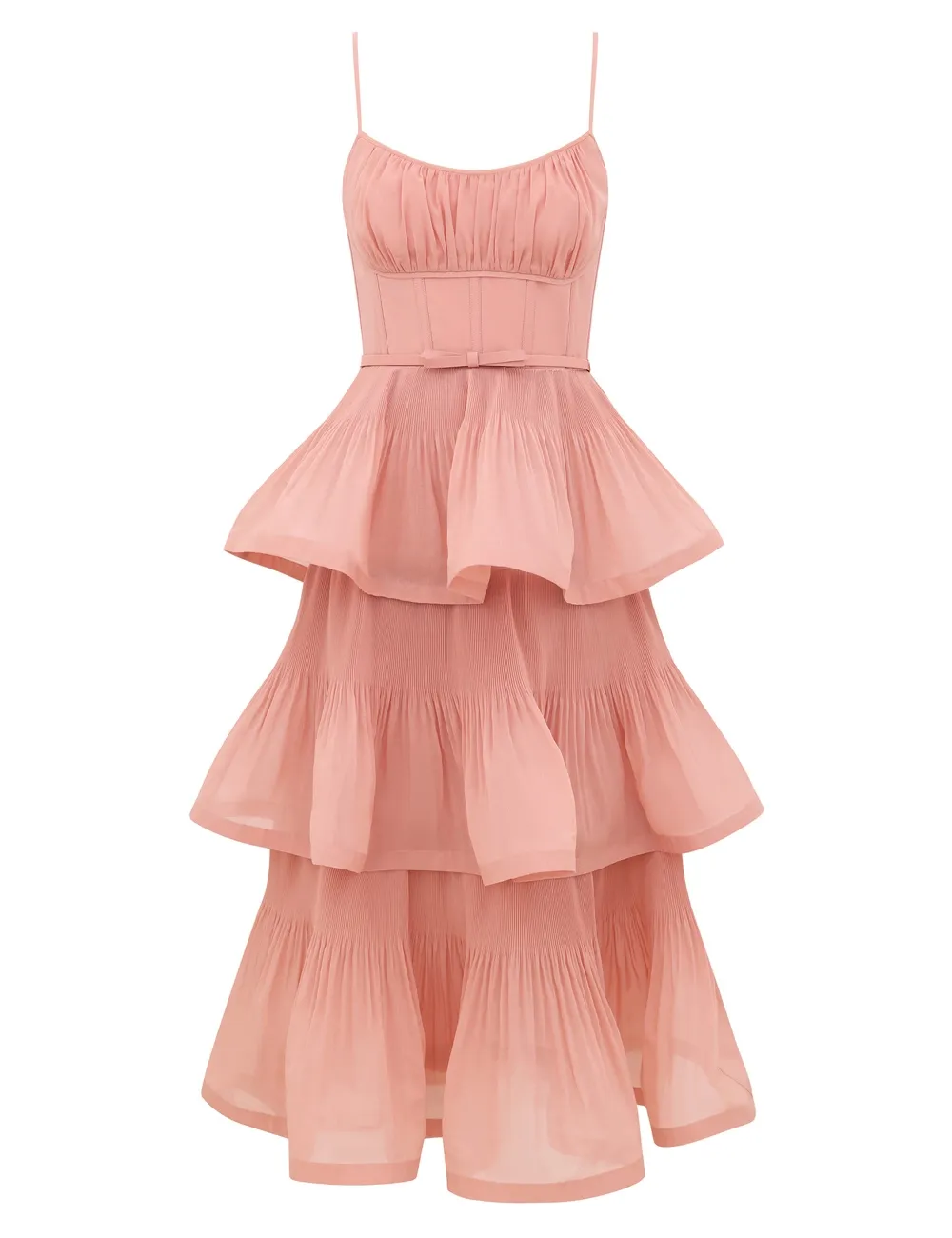 Vestido Midi Plisado y En Capas