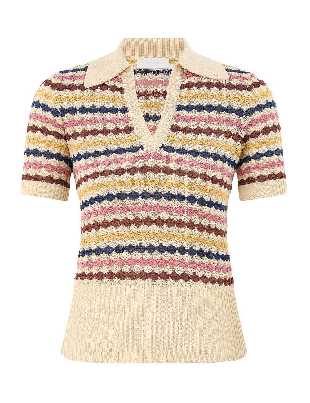 Polo de punto con escote en forma de concha Awaken