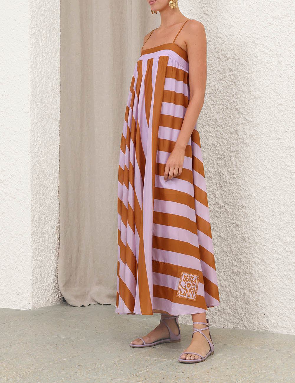 Vestido Maxi con Estampado de Rayas Indra
