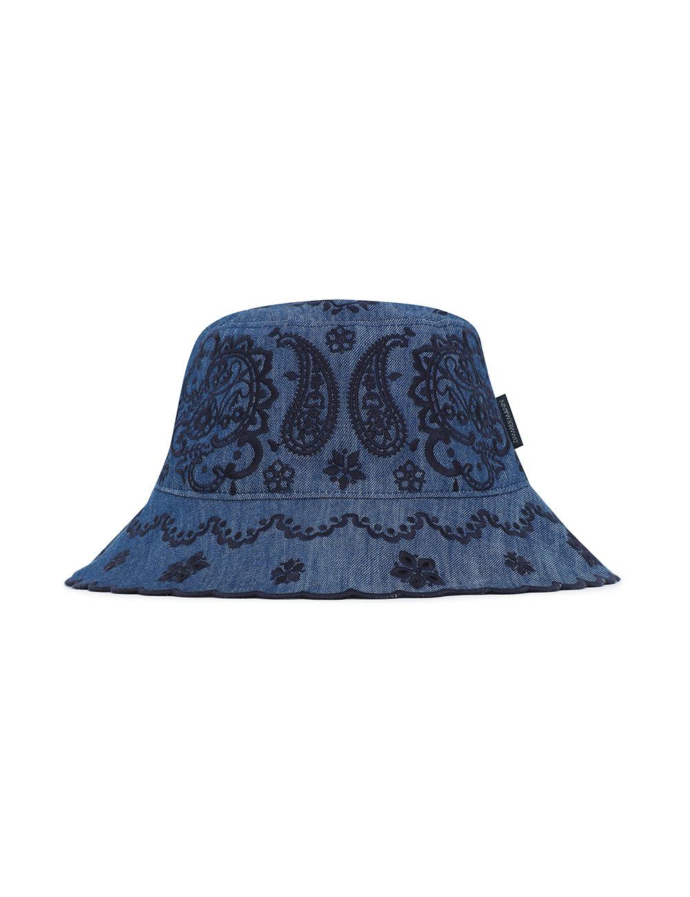 Sombrero de paja de mezclilla con bordado