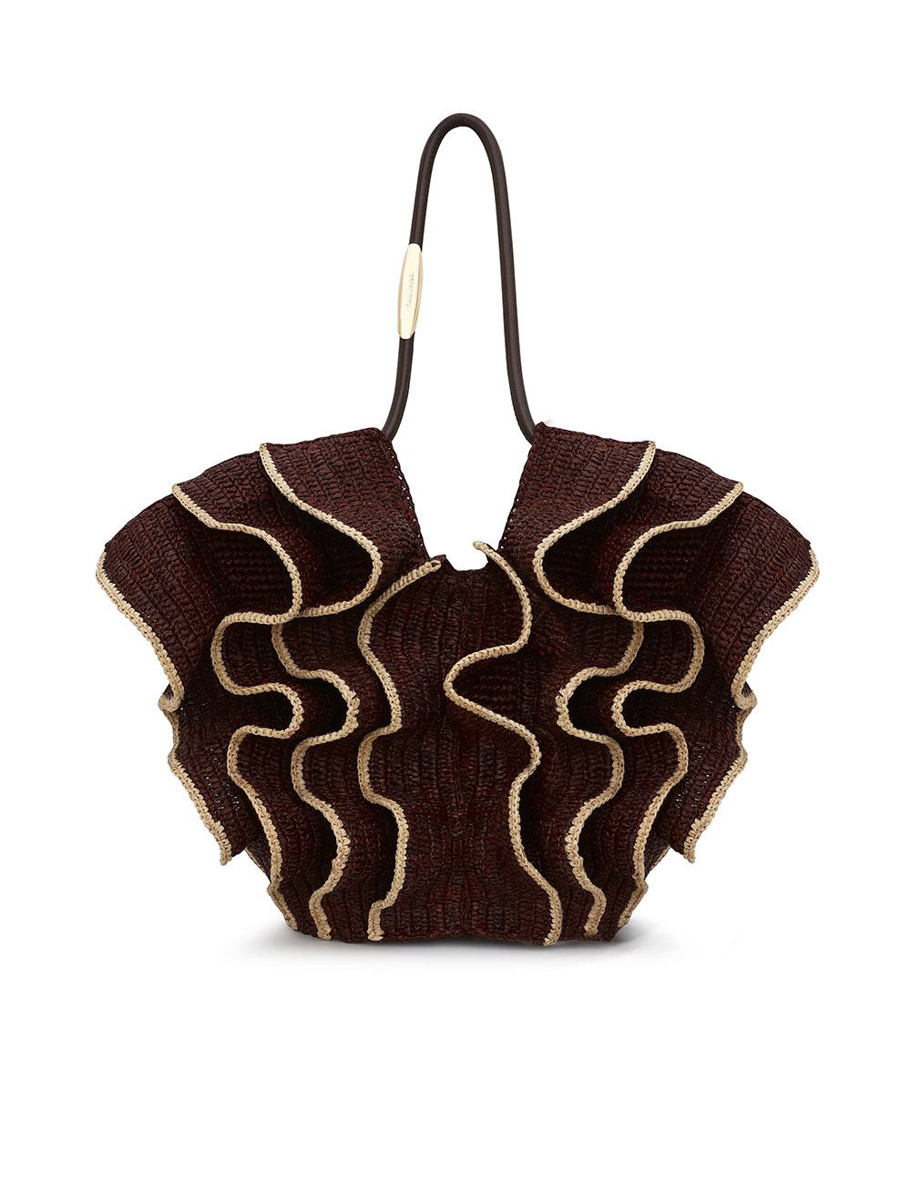 Bolso bandolera con volantes Goldentime Mediano