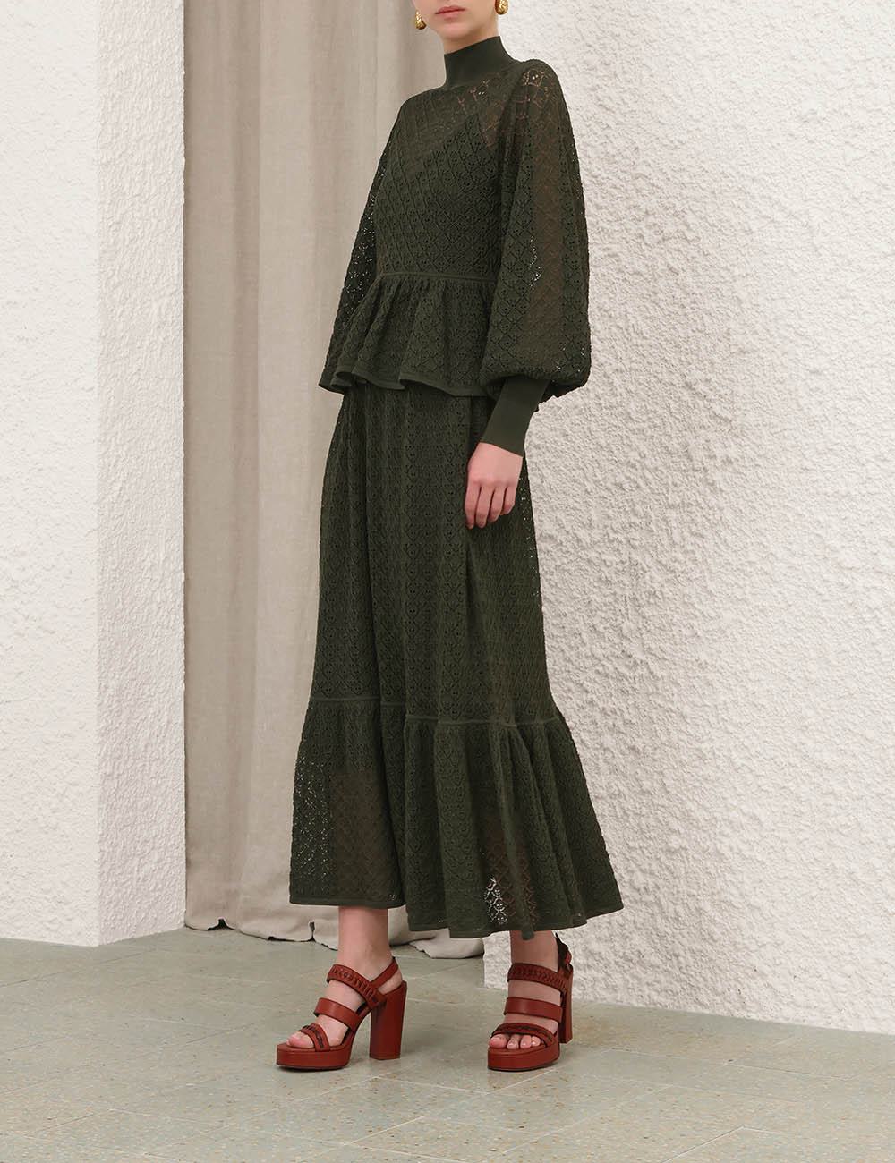 Blusa de punto con volantes de encaje Luna