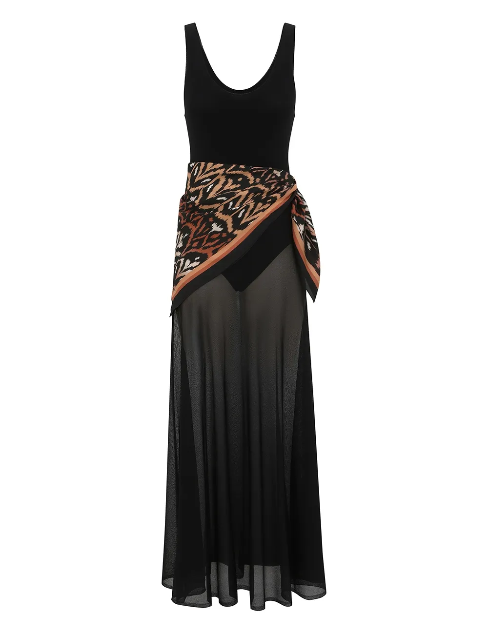 Vestido maxi con bufanda Aster