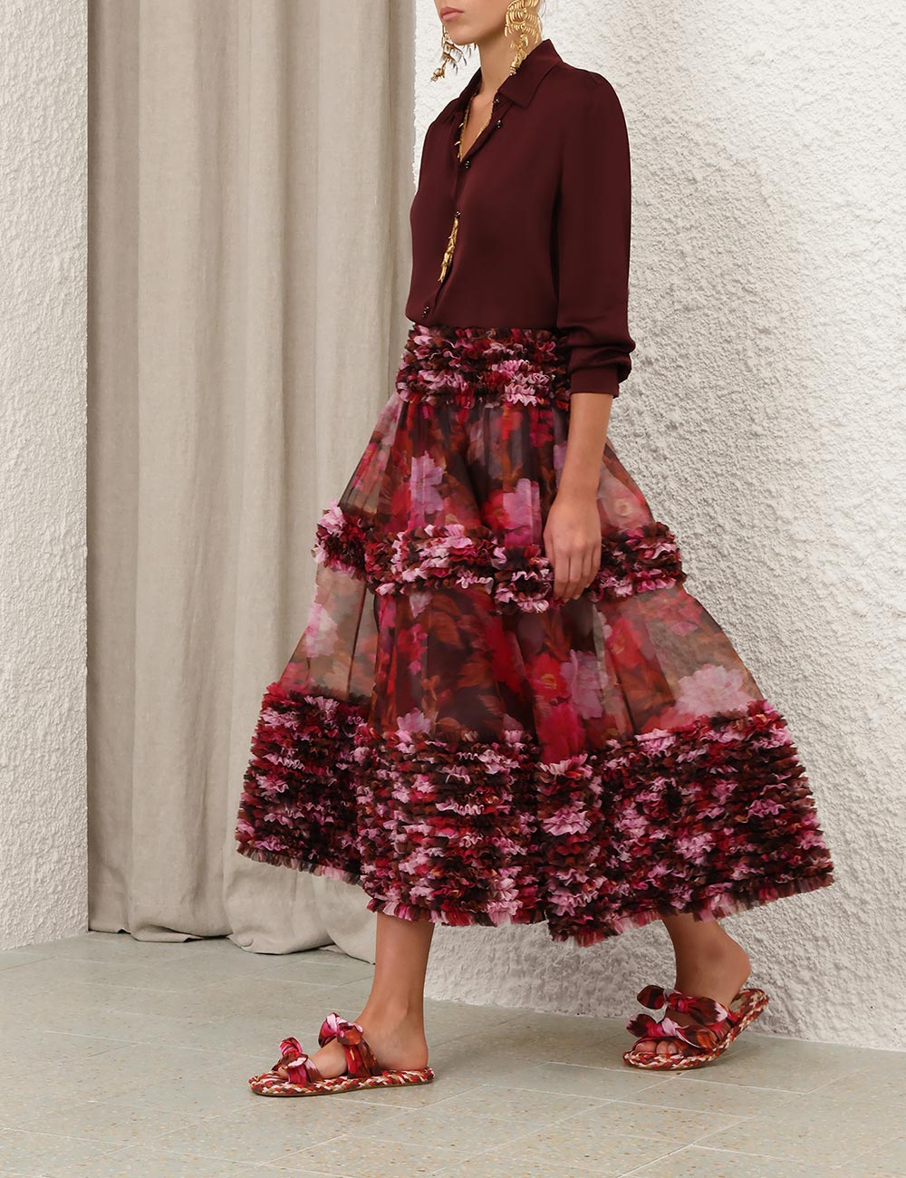 Falda Midi con Volantes Luna