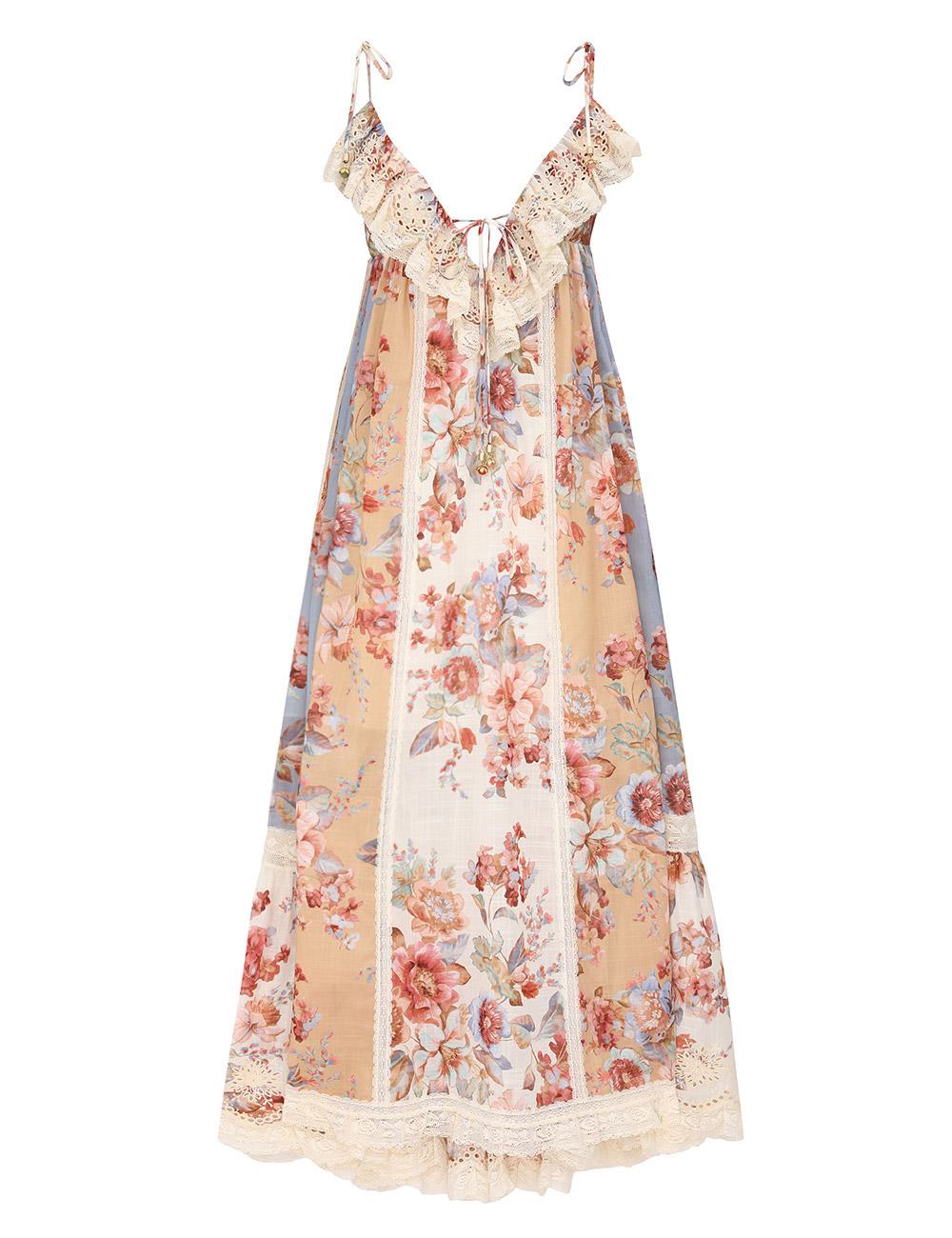 Vestido con Encaje de Corte en la Cintura