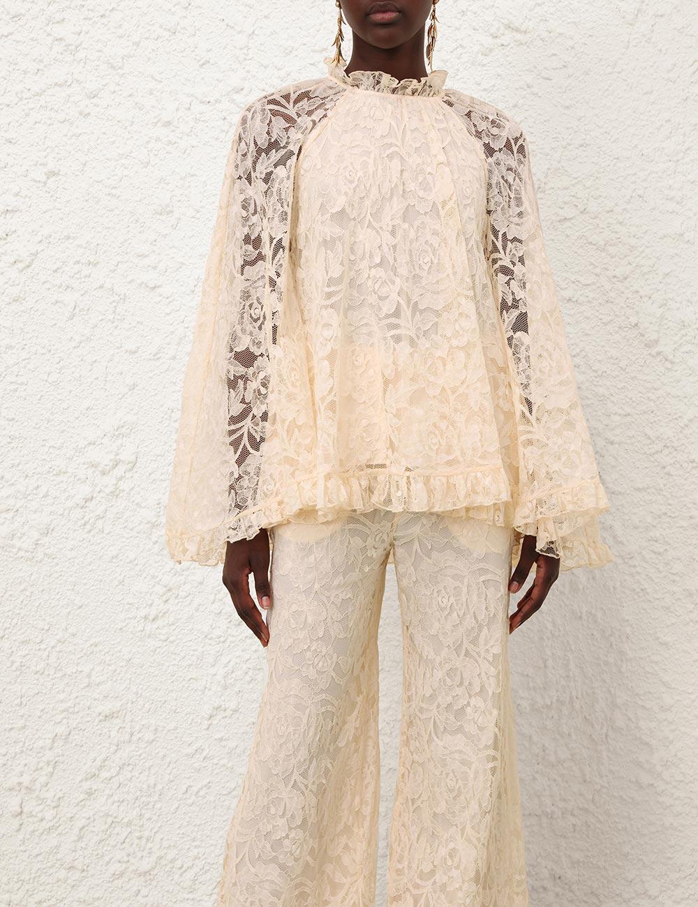 Blusa de Encaje con Forma de Ángel