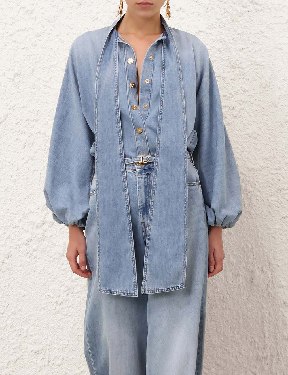 Blusa de Denim con Cuello Atado Indra