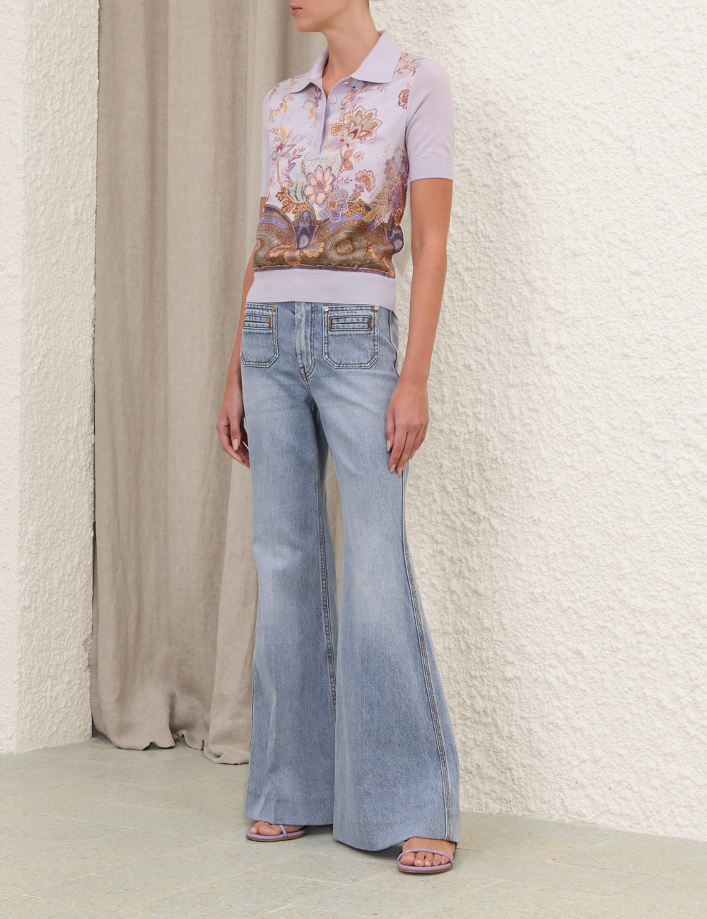 Polo de seda estampada Luna