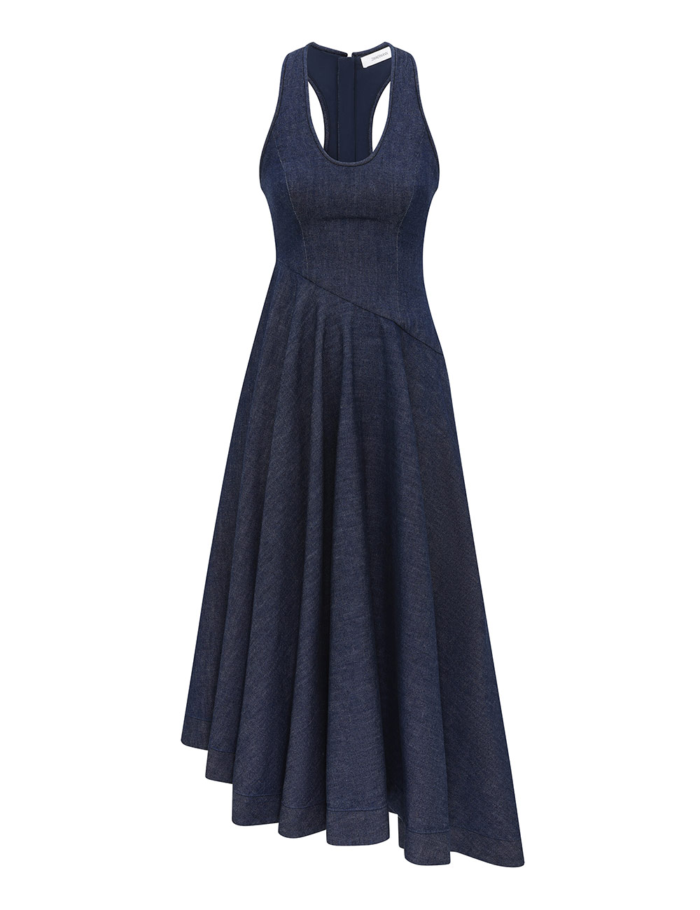 Vestido Midi de Denim con Escote en Pico