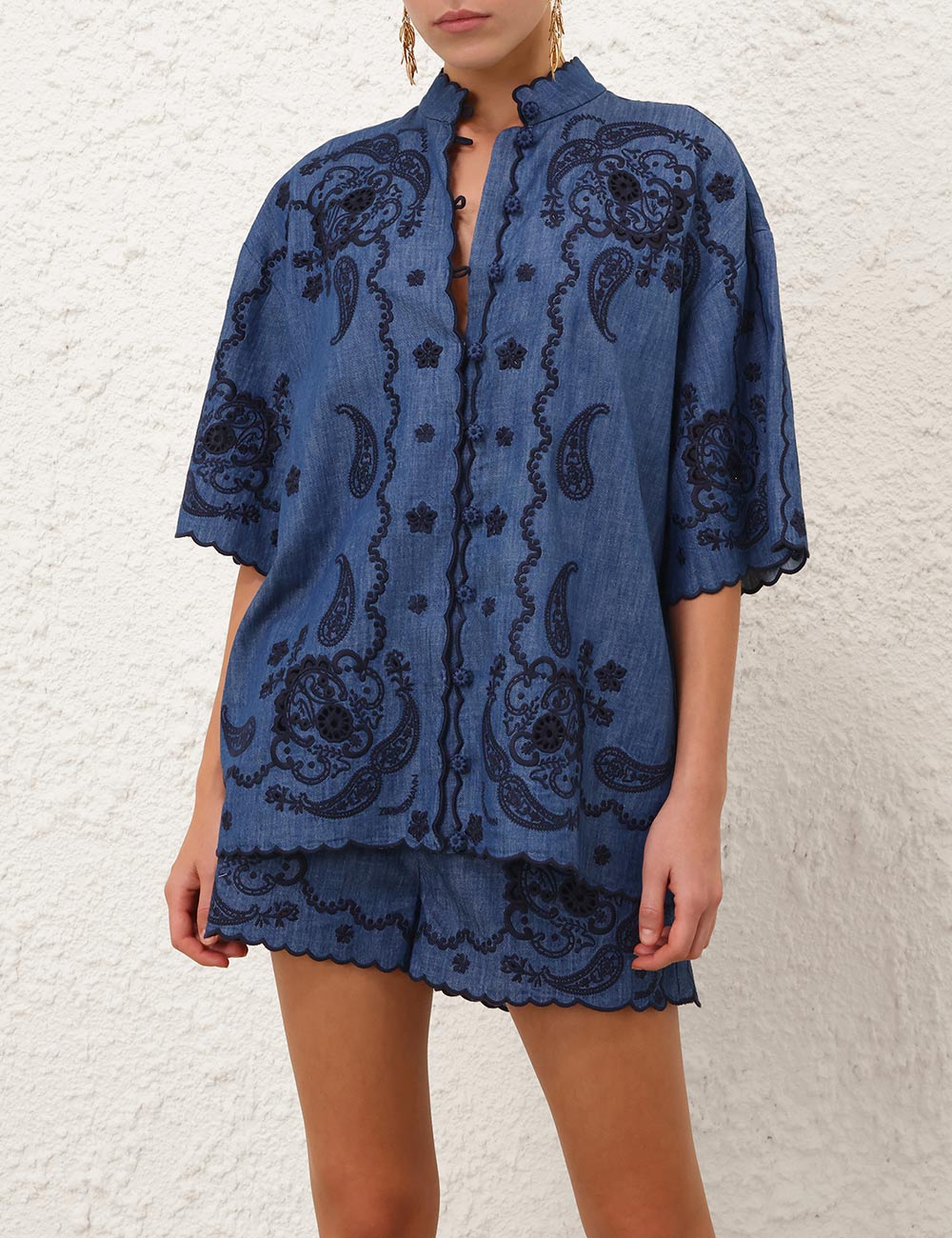 Camisa de Denim con Bordado Aster