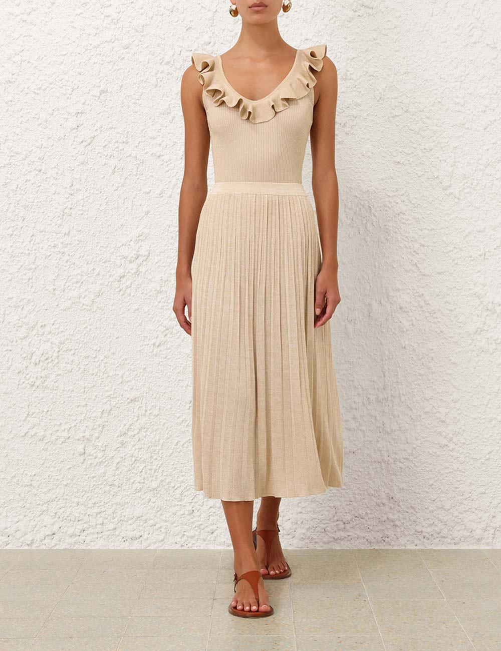 Falda Midi Metálica Indra