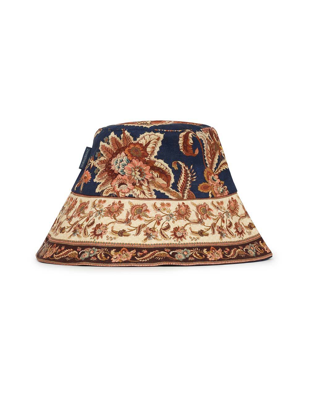 Sombrero de paja con ala larga estampado
