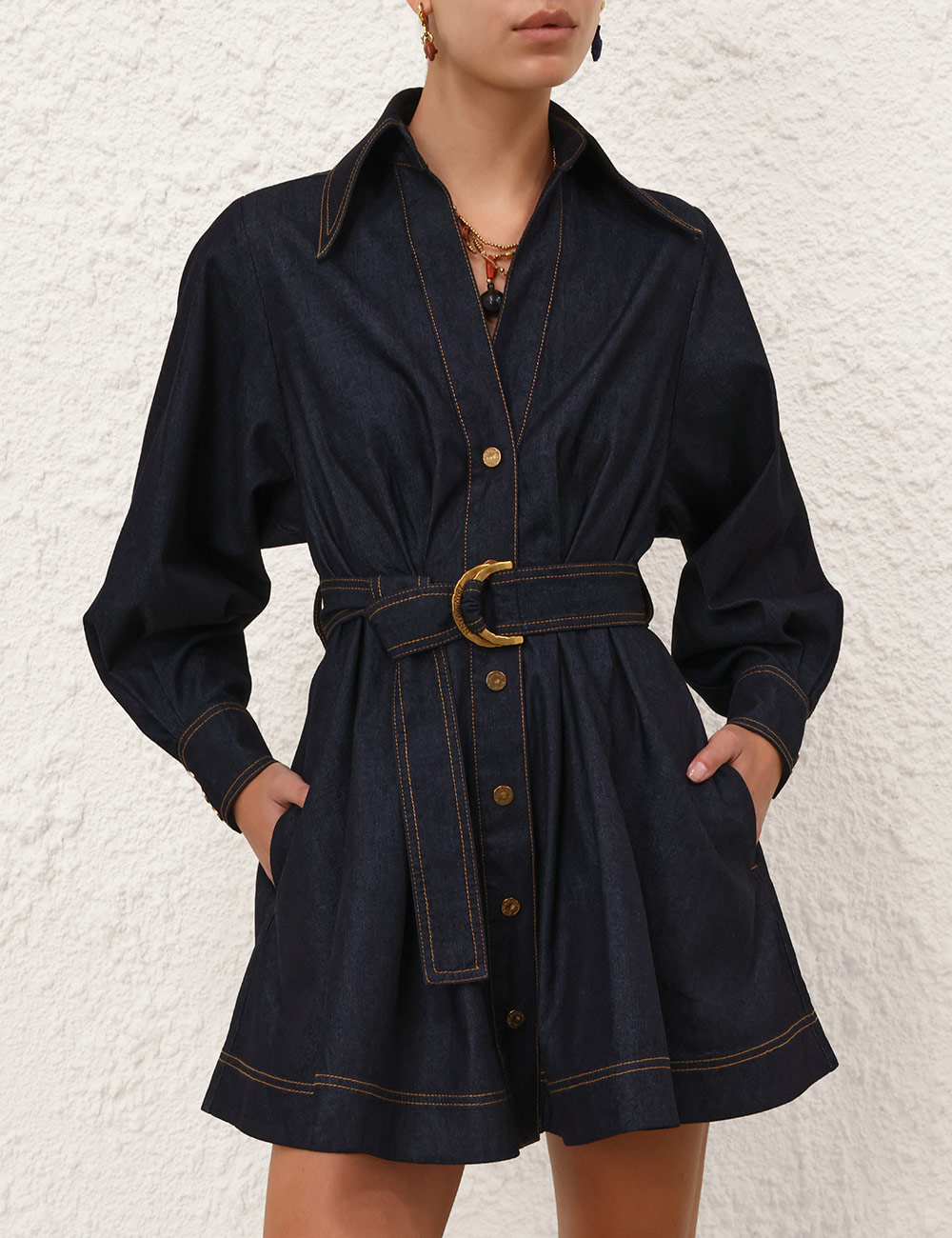 Vestido mini camisa de mezclilla