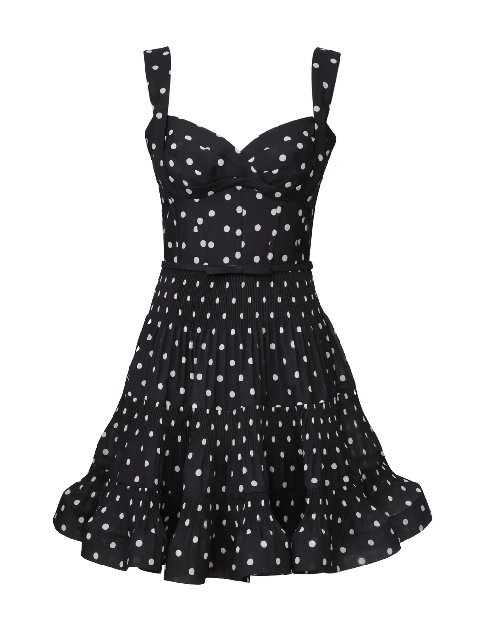 Vestido Mini Plisado y Volante