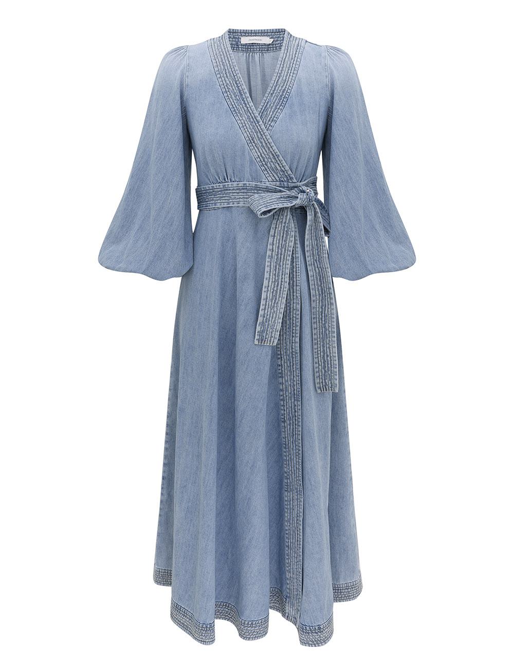 Vestido Midi Envuelto de Denim Indra