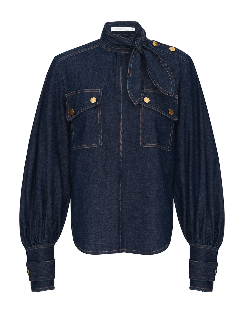 Blusa de Denim con Bolsillos