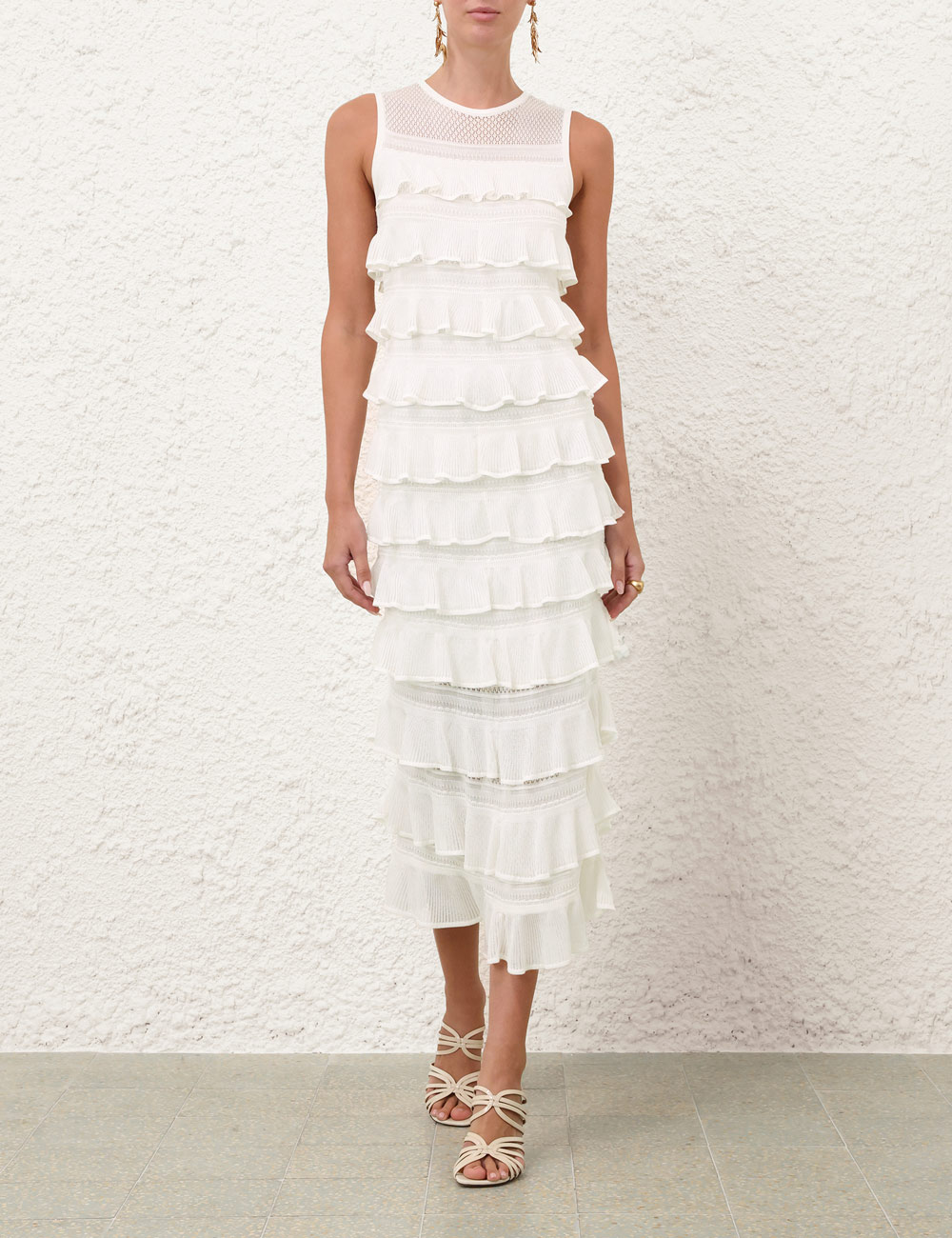 Vestido Midi de Encaje con Volantes Luna