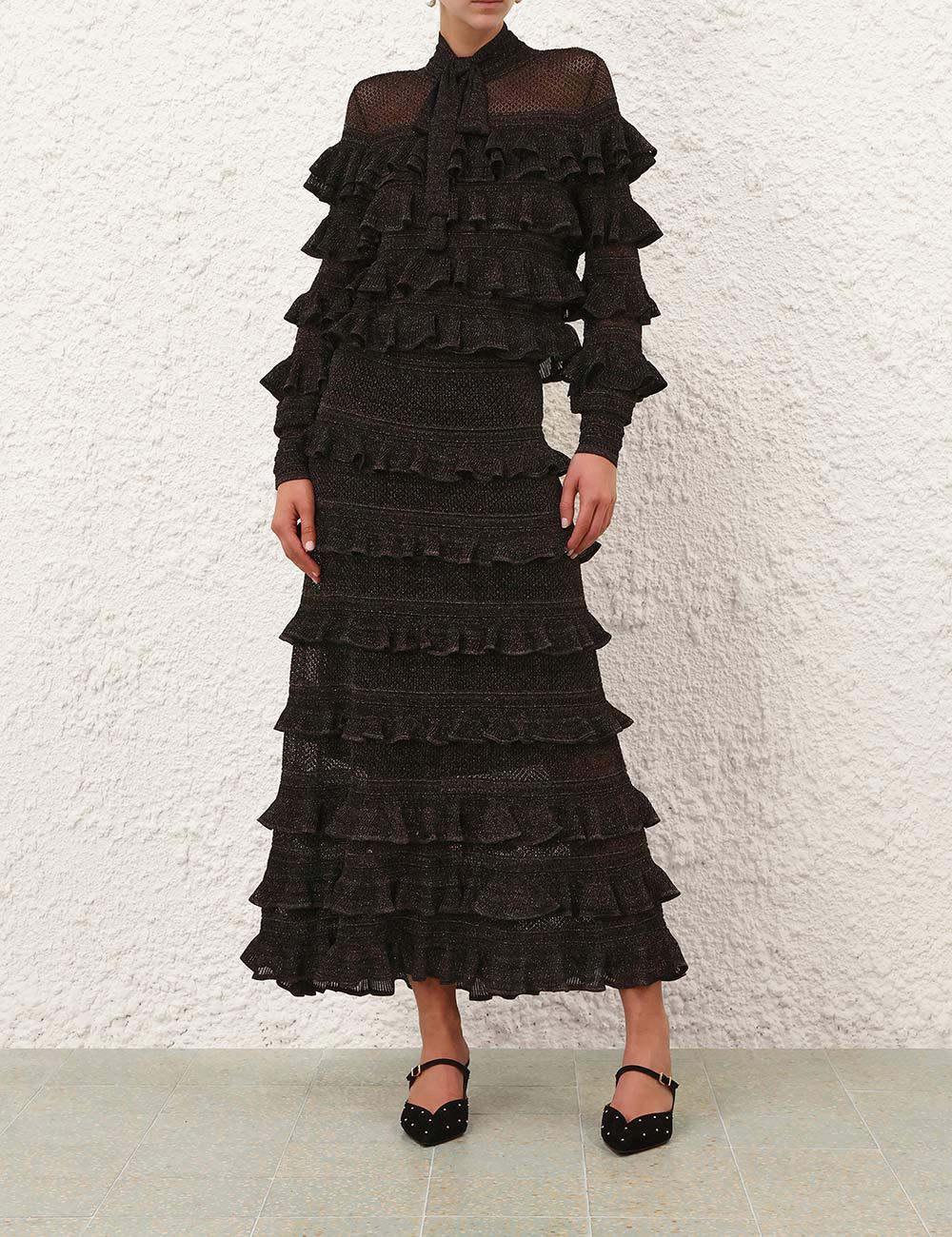 Falda midi con volantes Rebellion
