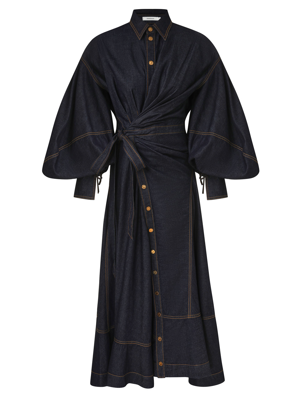 Vestido maxi envolvente de mezclilla