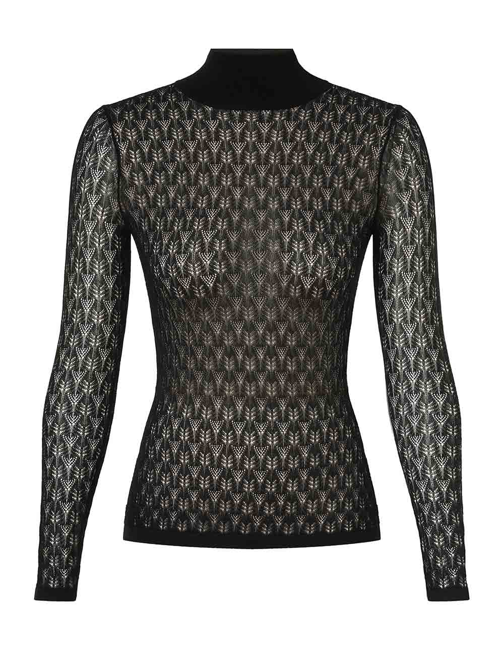 Sweater de punto con cuello vuelto y encaje