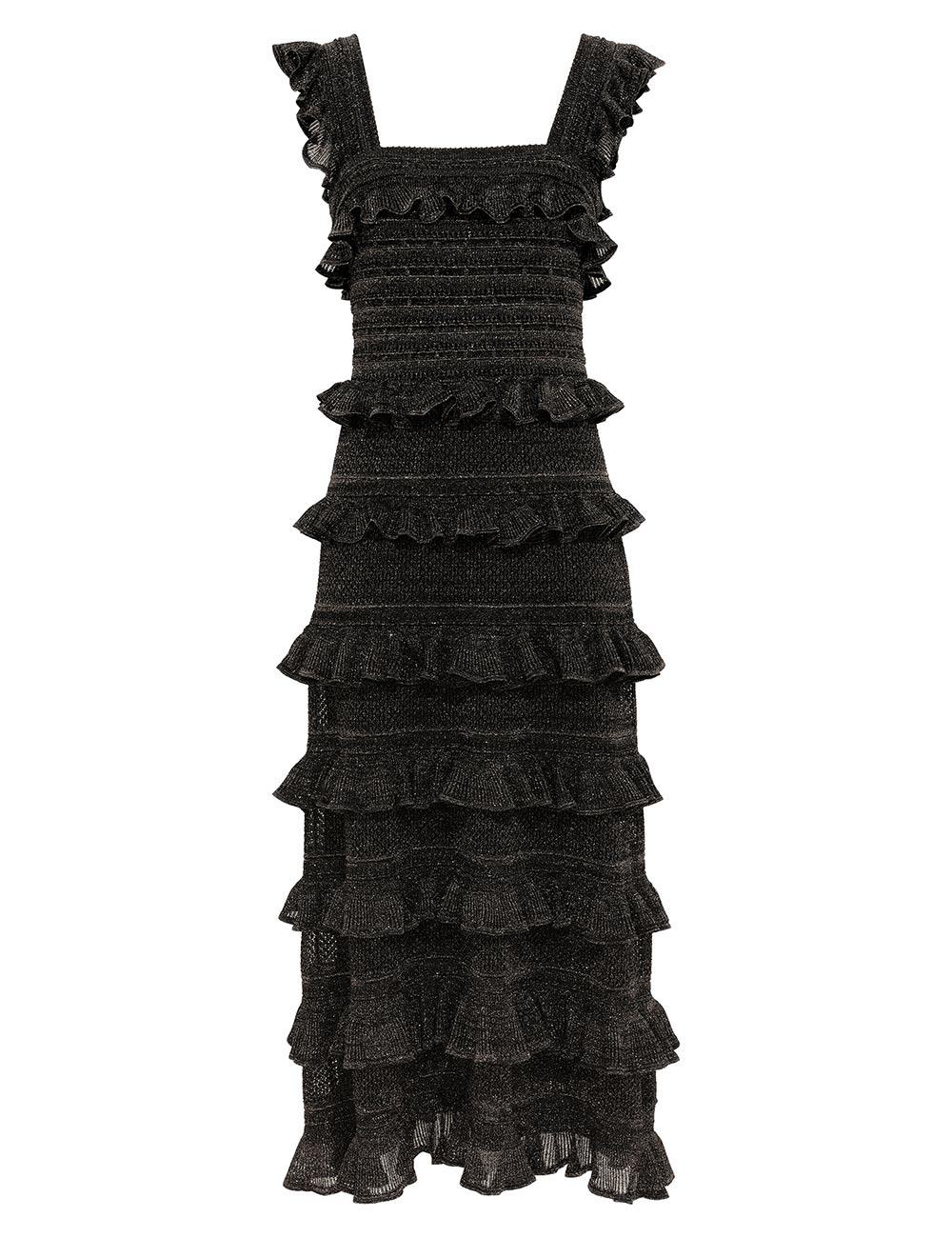 Vestido midi con volantes de encaje Luna