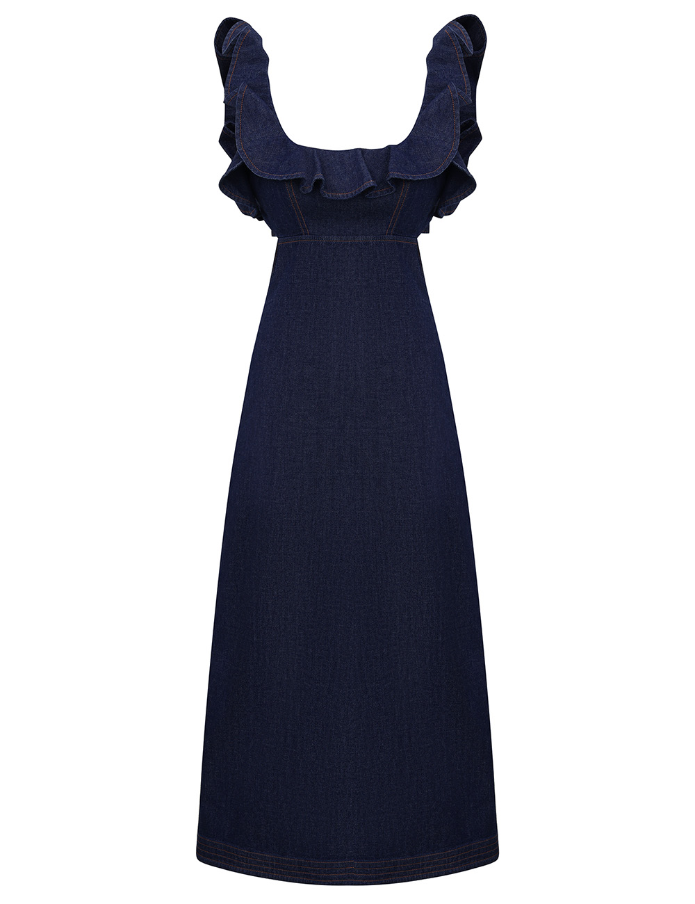 Vestido Midi con Volantes de Denim Aster