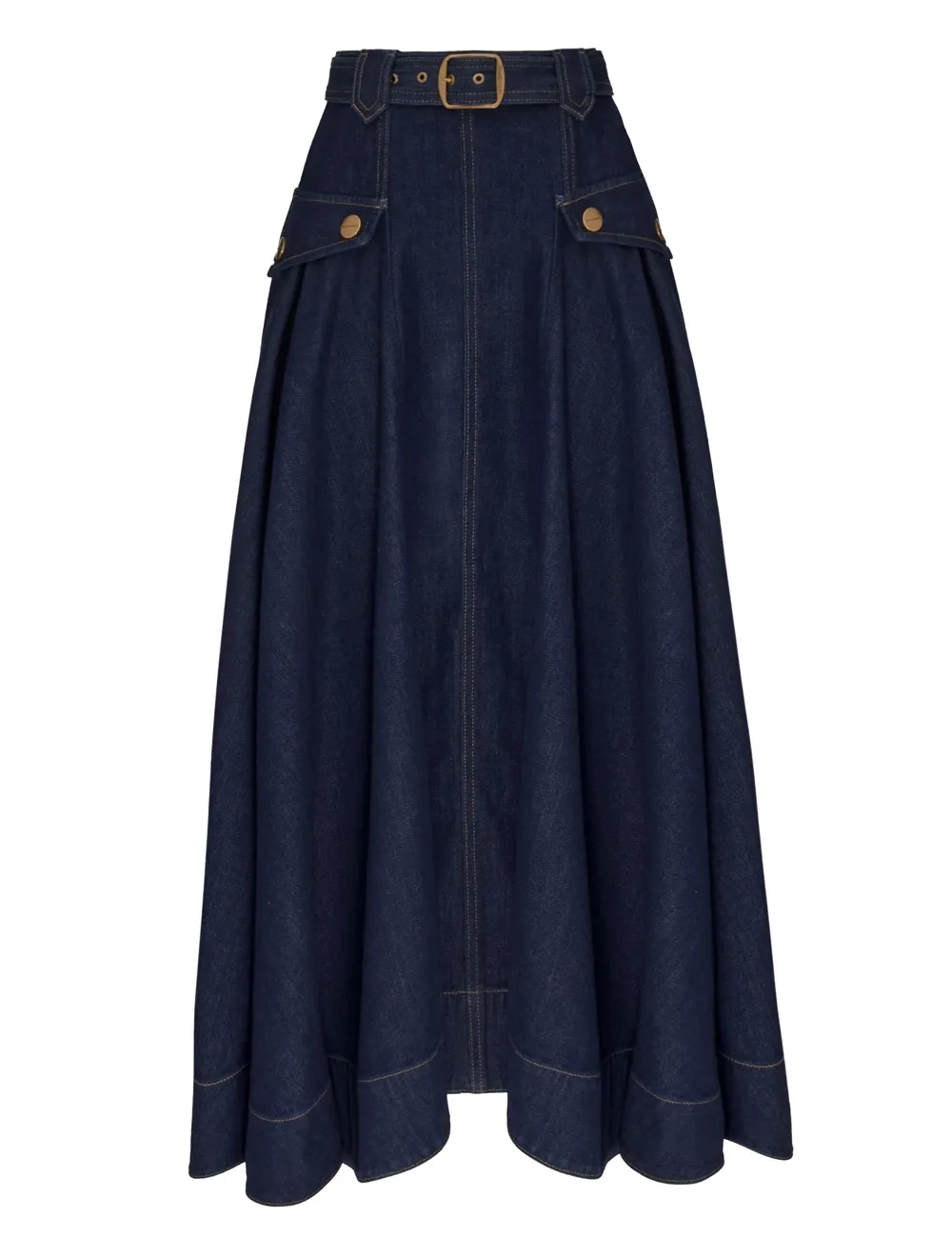Falda Midi de Denim con Bolsillos