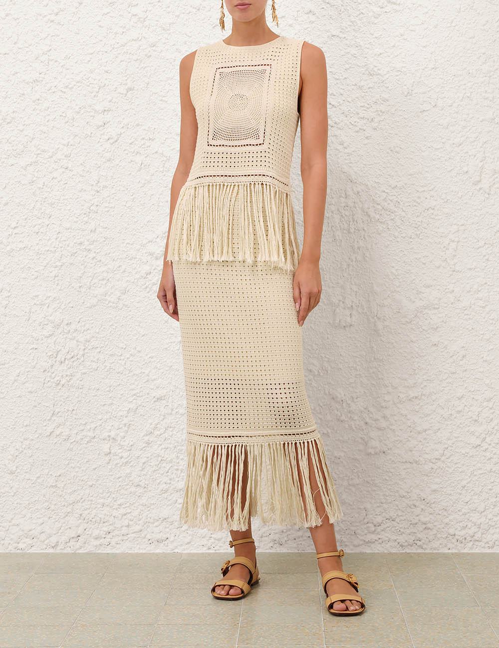 Falda Midi con Borlas Indra