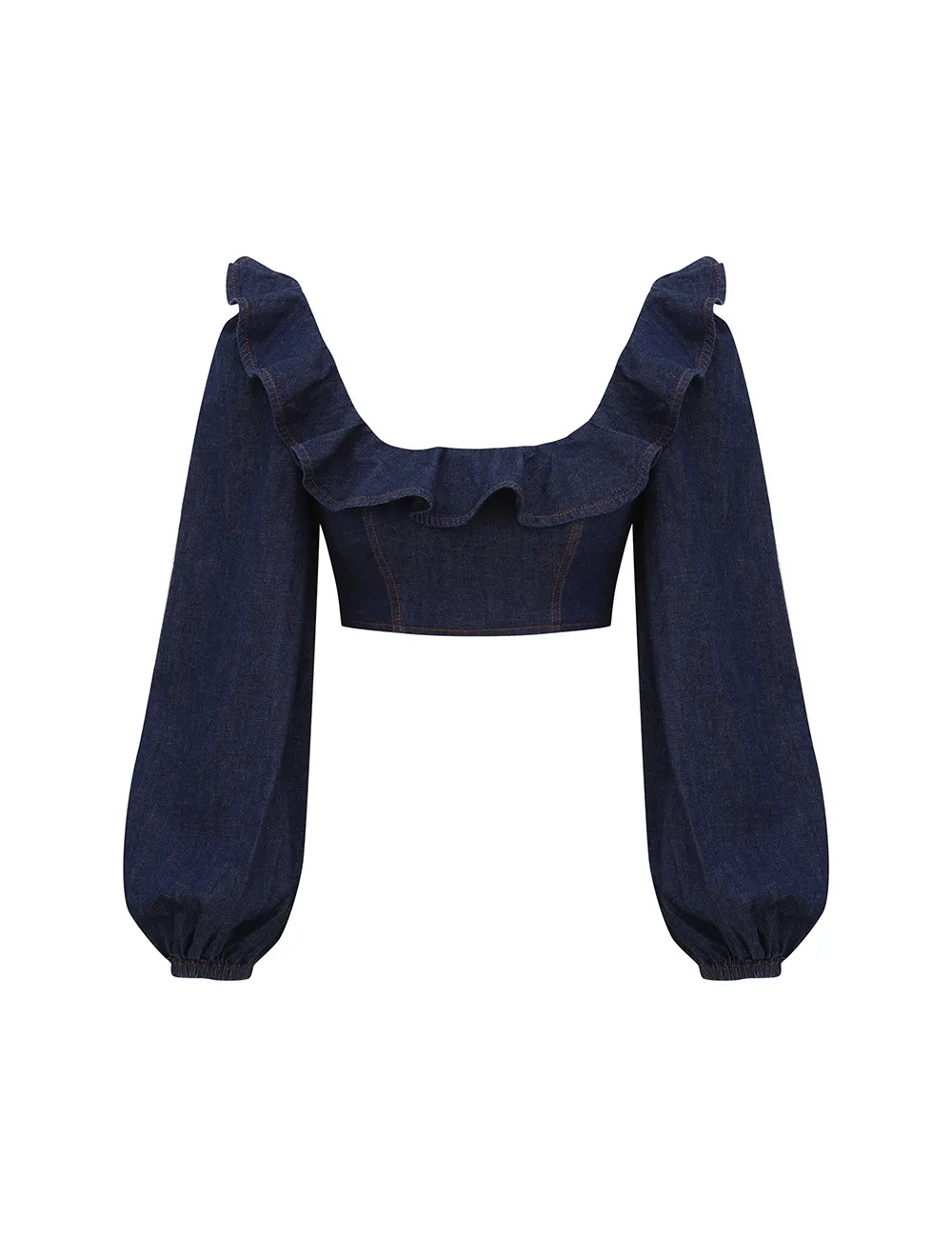 Top de Denim con Volantes Aster