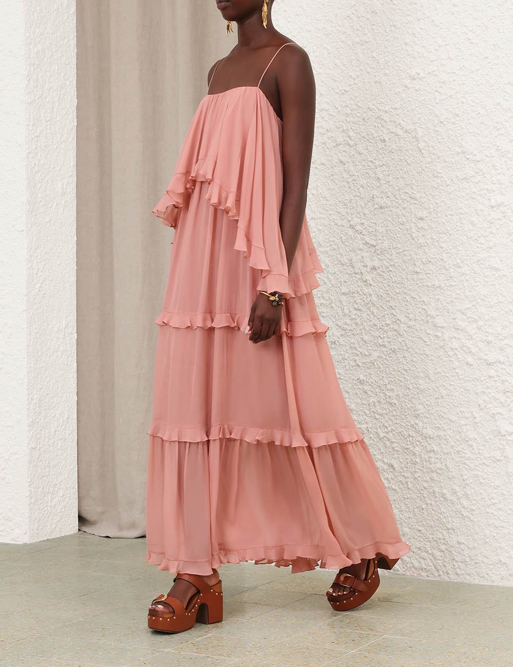 Vestido de gasa con volantes Luna